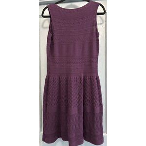 Lauren Ralph Lauren Knit Dress Intricate Patterns Fit & Flare Wine Large